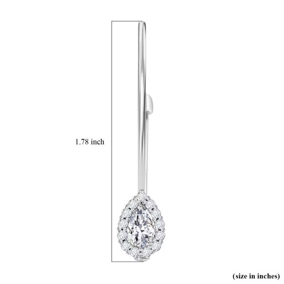 Diamond CZ Teardrop Brooch in 925 Sterling Silver 1.78" in Size - Picture 3 of 4
